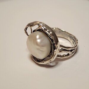 925 Silver Pearl Ring with branch design